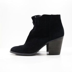 Jessica Simpson Yvette Black Suede Leather 3" Block Heel Pull-On Ankle Boots - 7